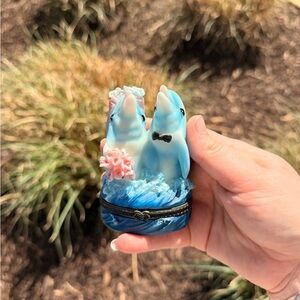 Blue Dolphin Couple Decorative Trinket Box